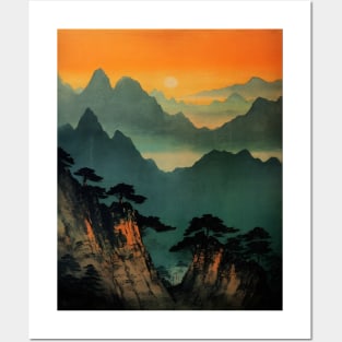 Japanese Landscape Sunset Vintage Posters and Art